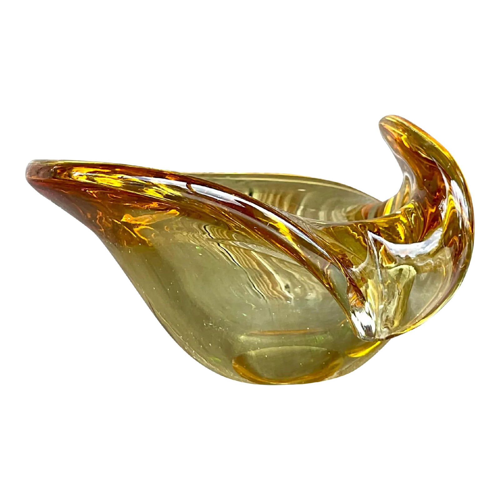 Vintage Murano Glass Bowl Goldenrod Italian Design 5x5x4 (1 of 7)