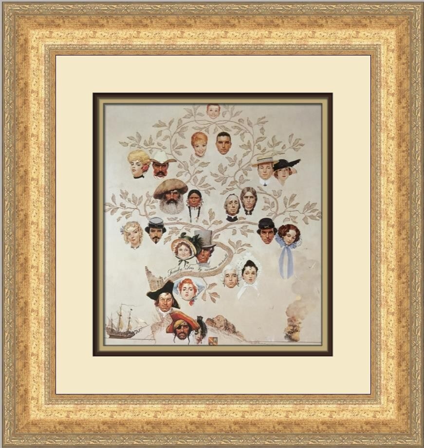 Norman Rockwell A Family Tree Custom Framed Art Print 18x18: Norman Rockwell A Family Tree Custom Framed Art Print 18x18 This beautiful custom framed print titled 'A Family Tree' by the renowned artist Norman Rockwell showcases a charming Americana Modernism st