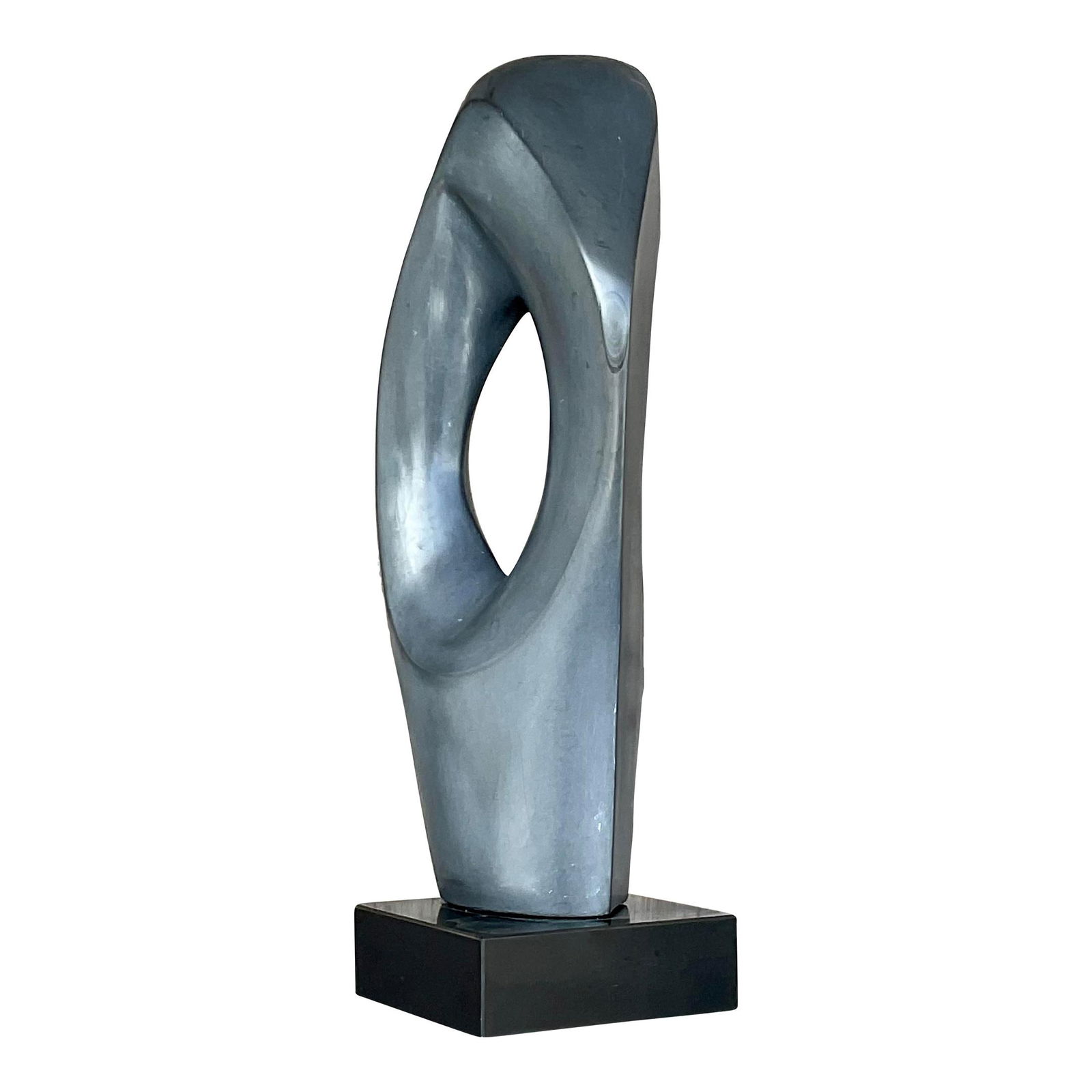 Vintage Abstract Granite Sculpture Organic Shape Charcoal (1 of 9)