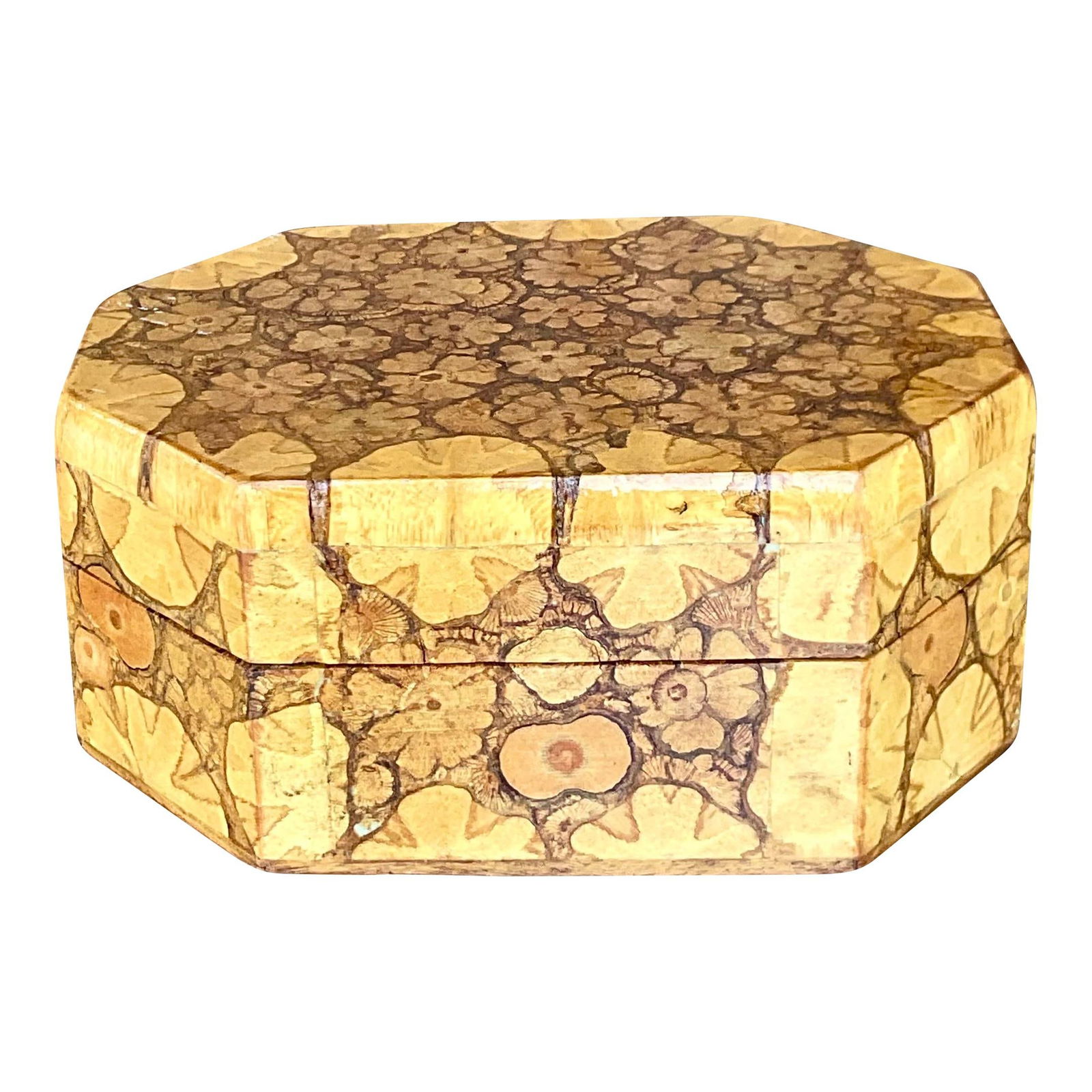 Vintage Boho Burl Wood Organizer Box American Style Khaki (1 of 7)