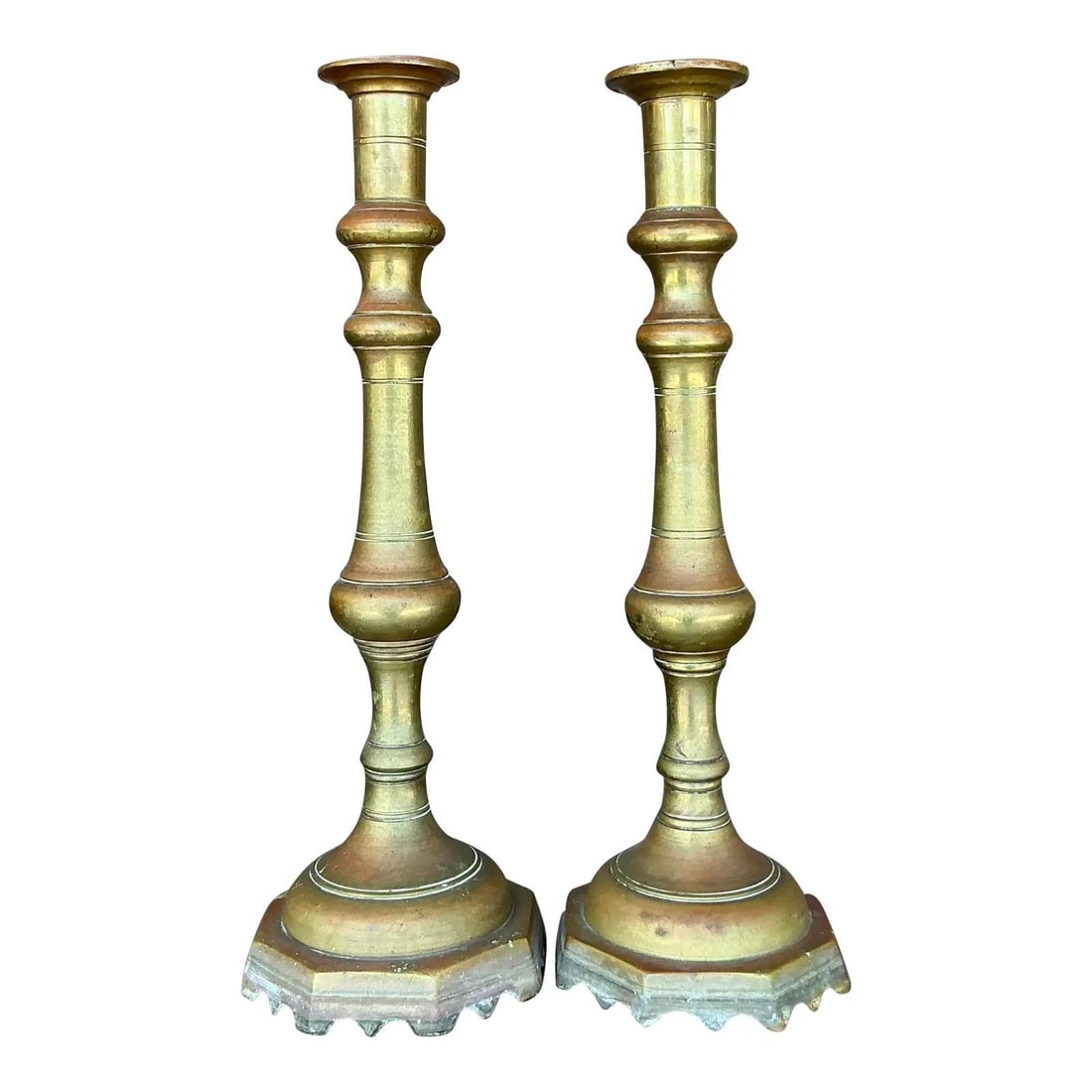 Vintage Brass Candlestick Pair 17.75 Inches Elegant Boho Decor (1 of 7)