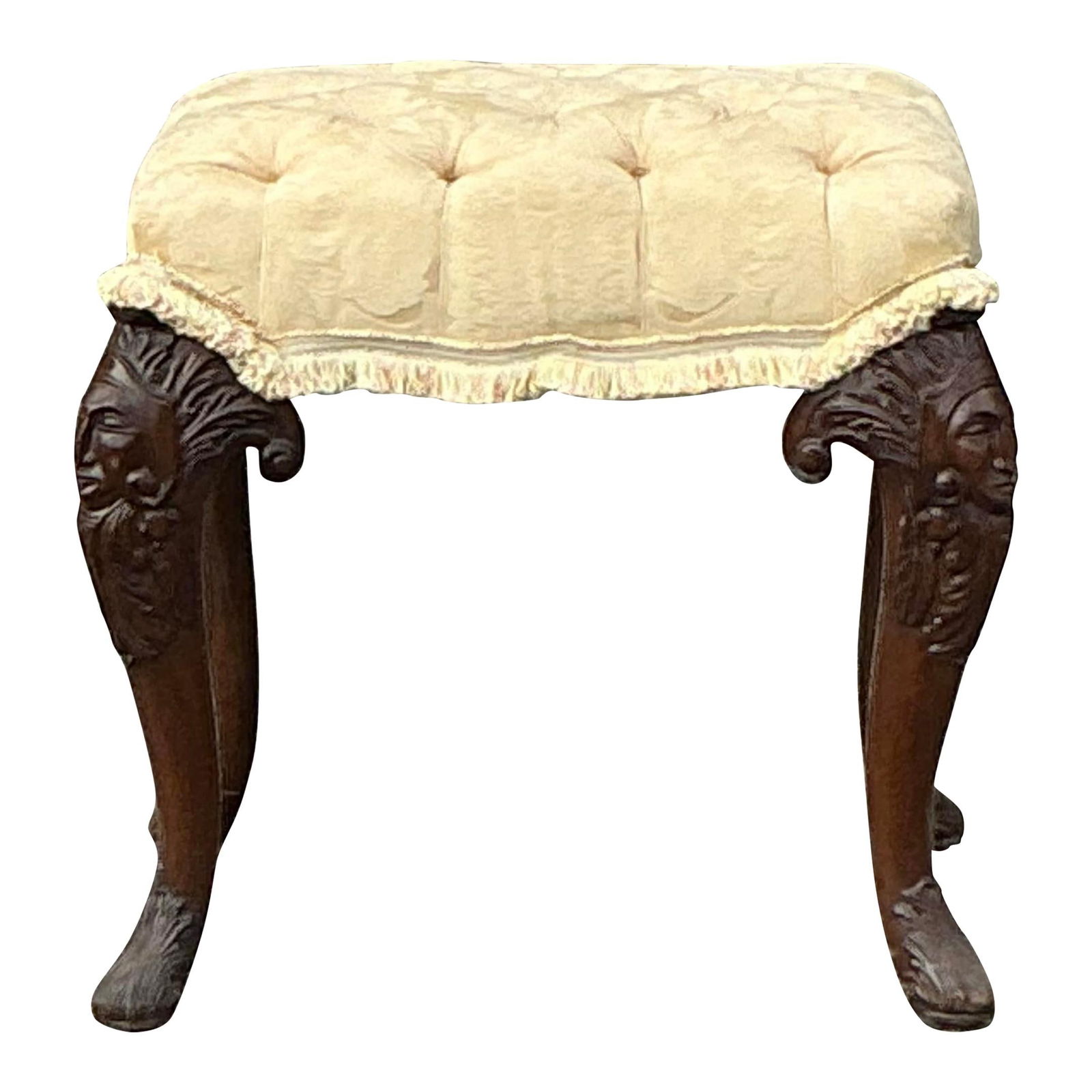 Cozy Vintage Boho Tufted Low Stool in Coffee Fabric (1 of 6)
