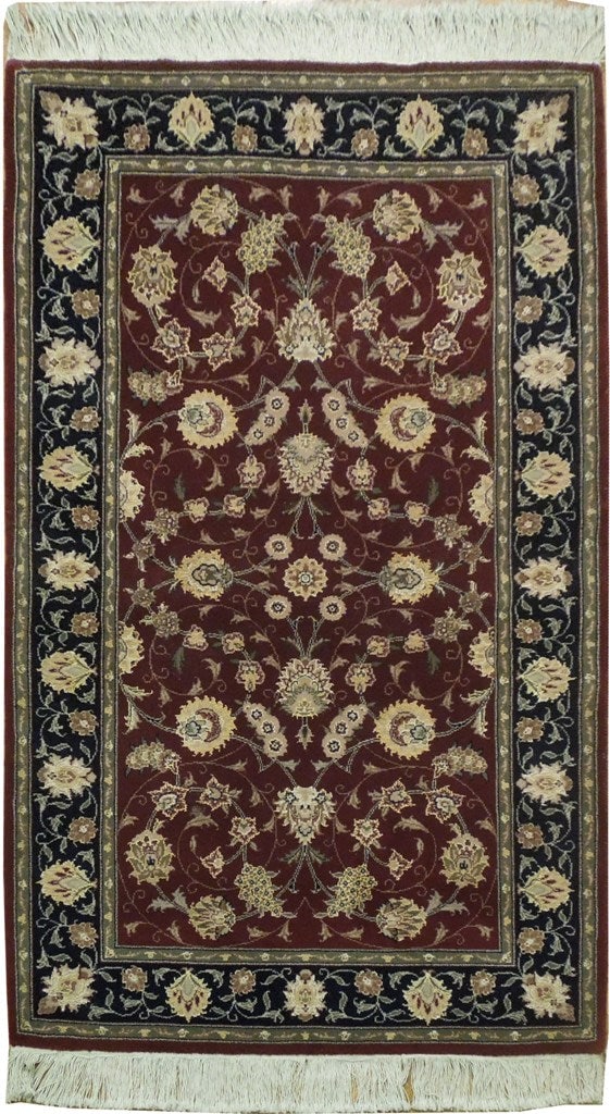 3'1 x 5'2 Hand-Knotted Red Wool Silk Area Rug from China (1 of 6)