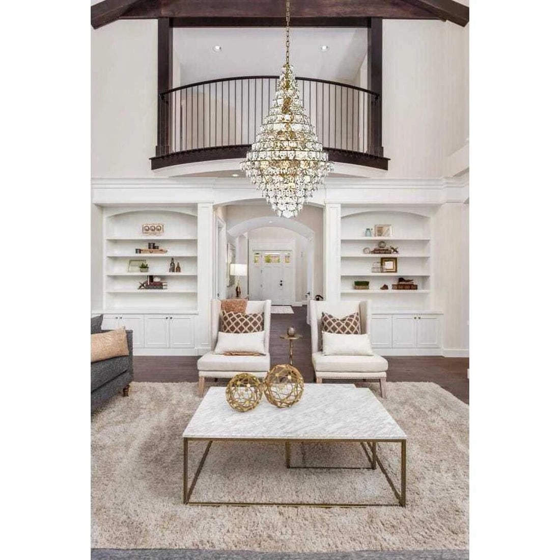Adaline 38-Light Satin Gold Crystal Chandelier 60-inch Modern Foyer Fixture (1 of 8)