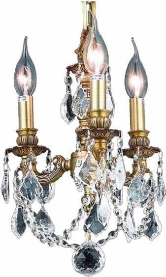Elegant Lighting 3-Light French Gold Chandelier with Royal-Cut Crystal: Elegant Lighting 3-Light French Gold Chandelier with Royal-Cut Crystal Illuminate your space with the exquisite Petitespaces 3-Light Chandelier, a stunning example of French Country Style. This