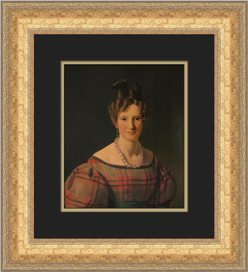 Custom Framed Print of Caroline Sophie Moller by Constantin Hansen: Custom Framed Print of Caroline Sophie Moller by Constantin Hansen This stunning custom framed print features the renowned artwork "Portrait of Caroline Sophie Moller" by artist Constantin Hansen, a