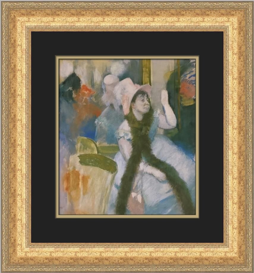 Edgar Degas Woman in a Rose Hat Custom Framed Art Print 21x19: Edgar Degas Woman in a Rose Hat Custom Framed Art Print 21x19 This stunning custom framed print titled "Woman in a Rose Hat" by Edgar Degas showcases a captivating expressionist, impressionist, and re