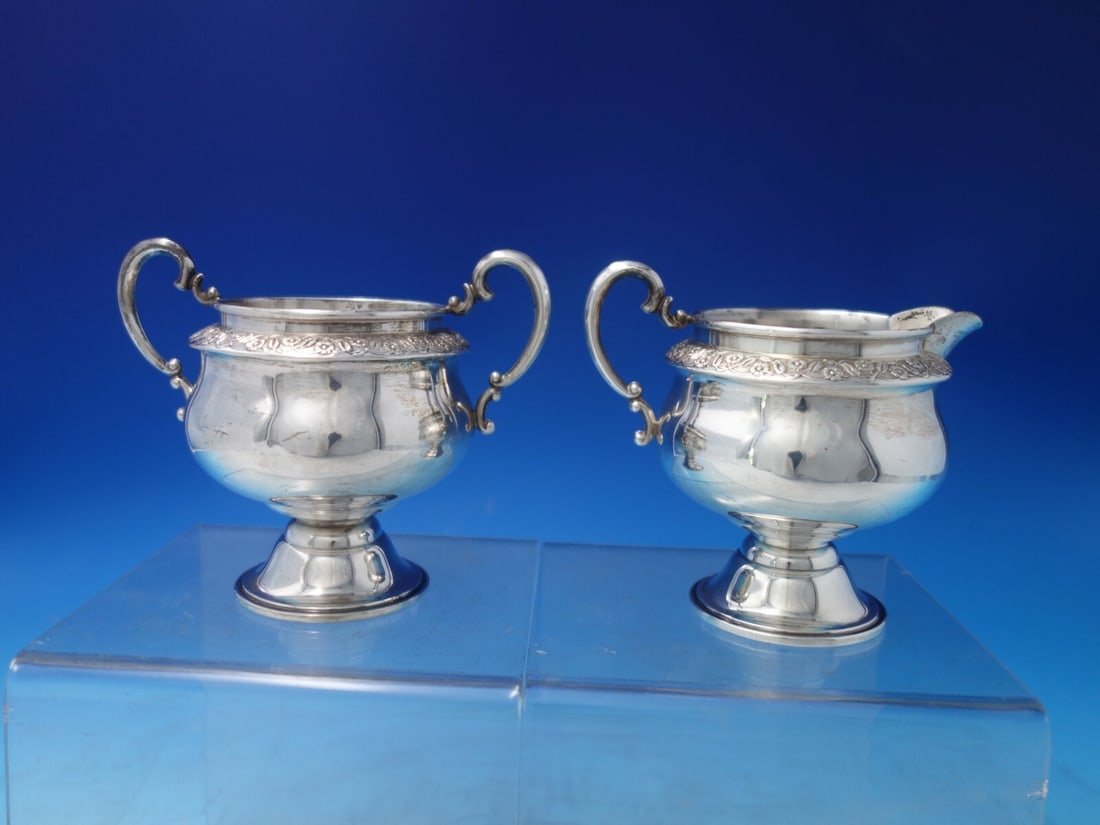 Wm Rogers Springtime Silverplate Sugar Creamer Set 4 Inch (1 of 10)