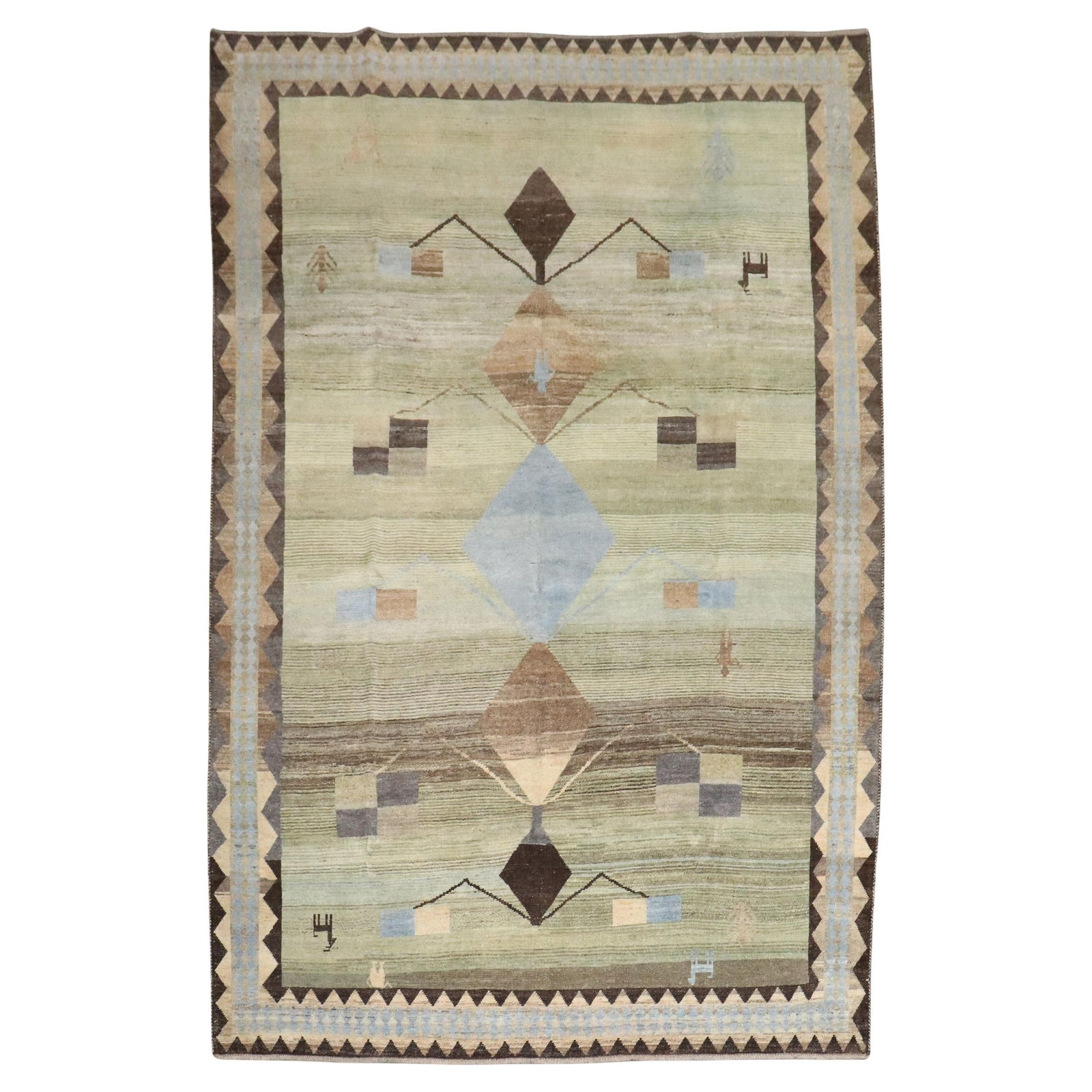 Mid-Century Persian Gabbeh Geometric Wool Rug 82 x 118 (1 of 10)