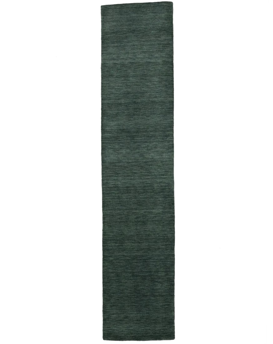 Hand-Loomed Dark Green Gabbeh Wool Runner Rug 2'7 x 11'10 Modern Design (1 of 13)