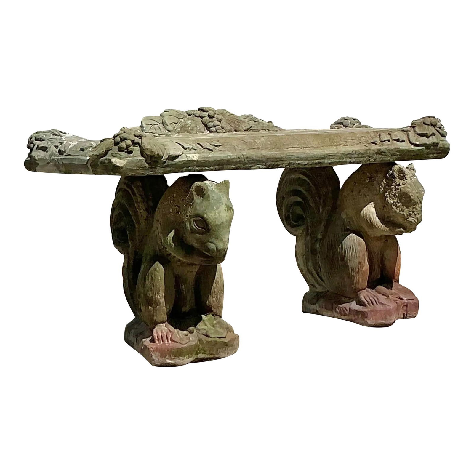 Vintage Boho Squirrel Bench Concrete 47in Gray Patinated Charm (1 of 7)