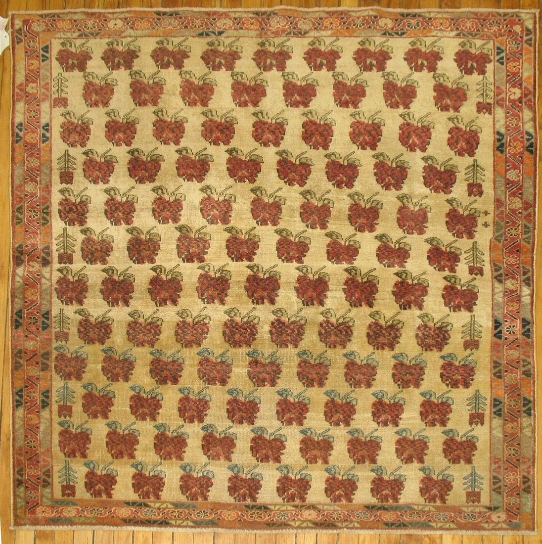 Rare Antique Caucasian Kuba Square Rug Bessarabian Design 58in (1 of 10)