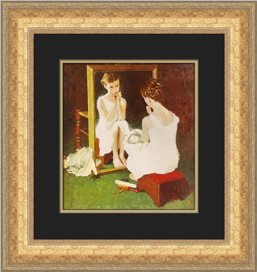 Norman Rockwell Girl at the Mirror Custom Framed Print 1979 (1 of 2)