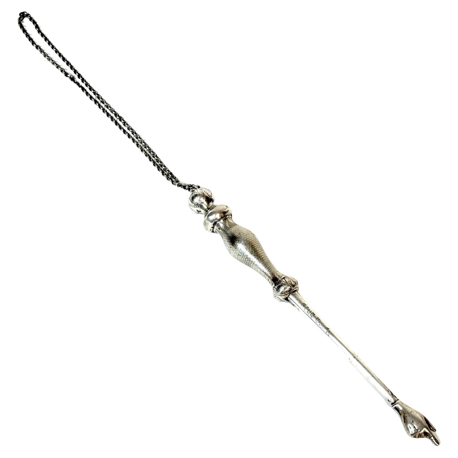 Antique Eastern European Sterling Silver Torah Pointer Yad 1880-1920 with Hebrew Inscription (1 of 15)