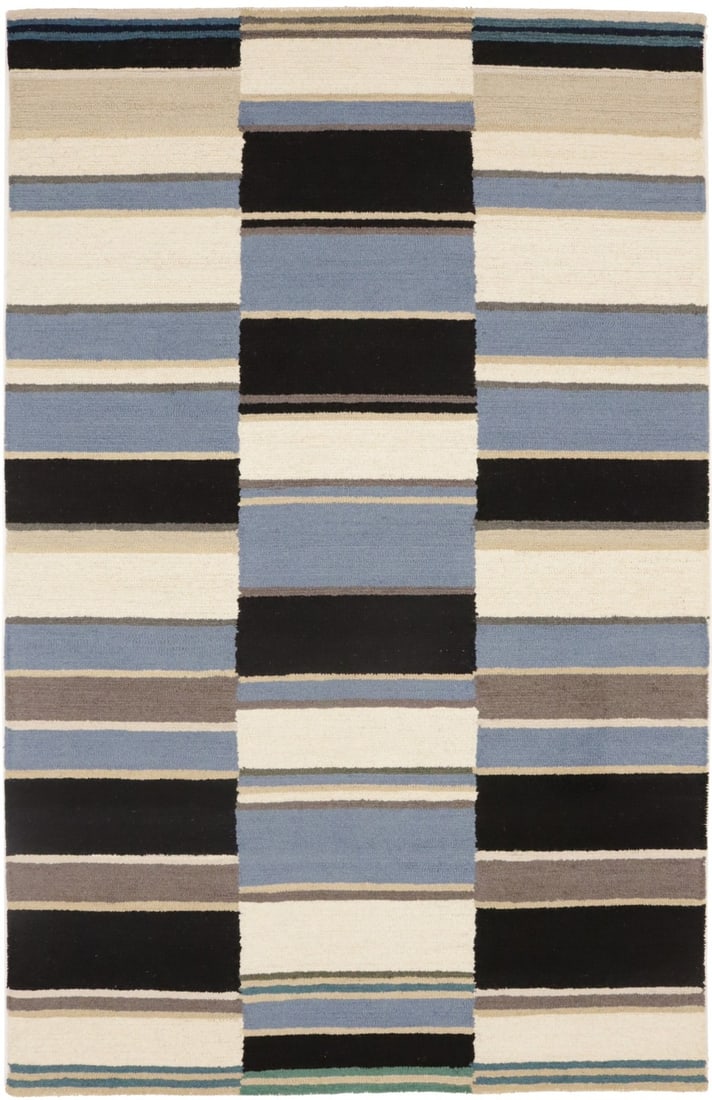 Hand-Tufted 5x8 Multicolored Stripes Modern Wool Area Rug (1 of 14)