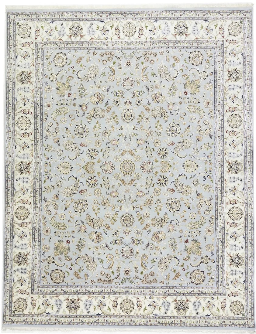 Handmade Indo-Nain Floral Design Wool Area Rug 8'0 x 10'2 (1 of 18)