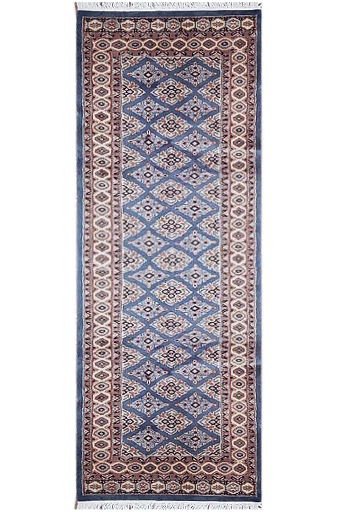 Handcrafted 2.4 x 6.6 Jaldar Bokhara Wool Runner Rug (1 of 7)