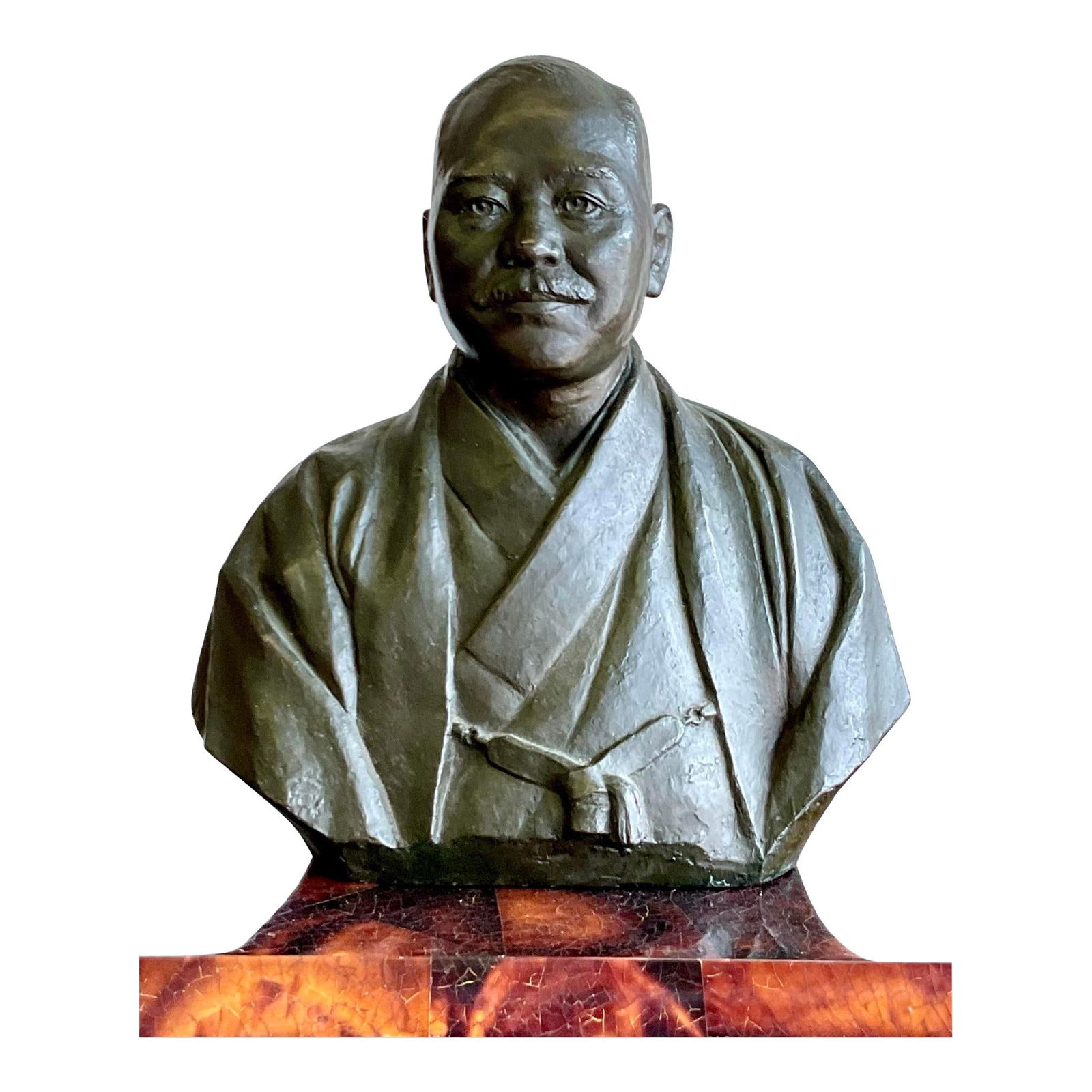 Vintage Bronze Sculpture of Handsome Asian Man in Kimono (1 of 6)