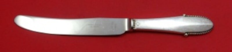 Georg Jensen Beaded Sterling Silver Dessert Knife 6 5/8 inches (1 of 2)