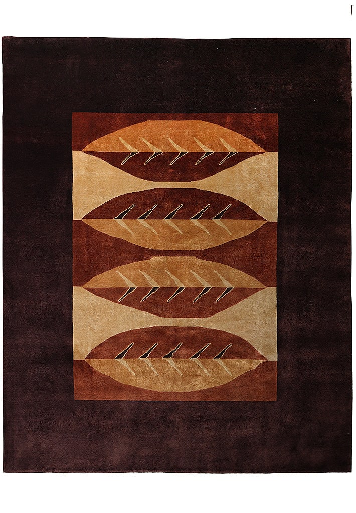 Modern Handmade Wool Area Rug 8 x 10 Black Burgundy India (1 of 12)