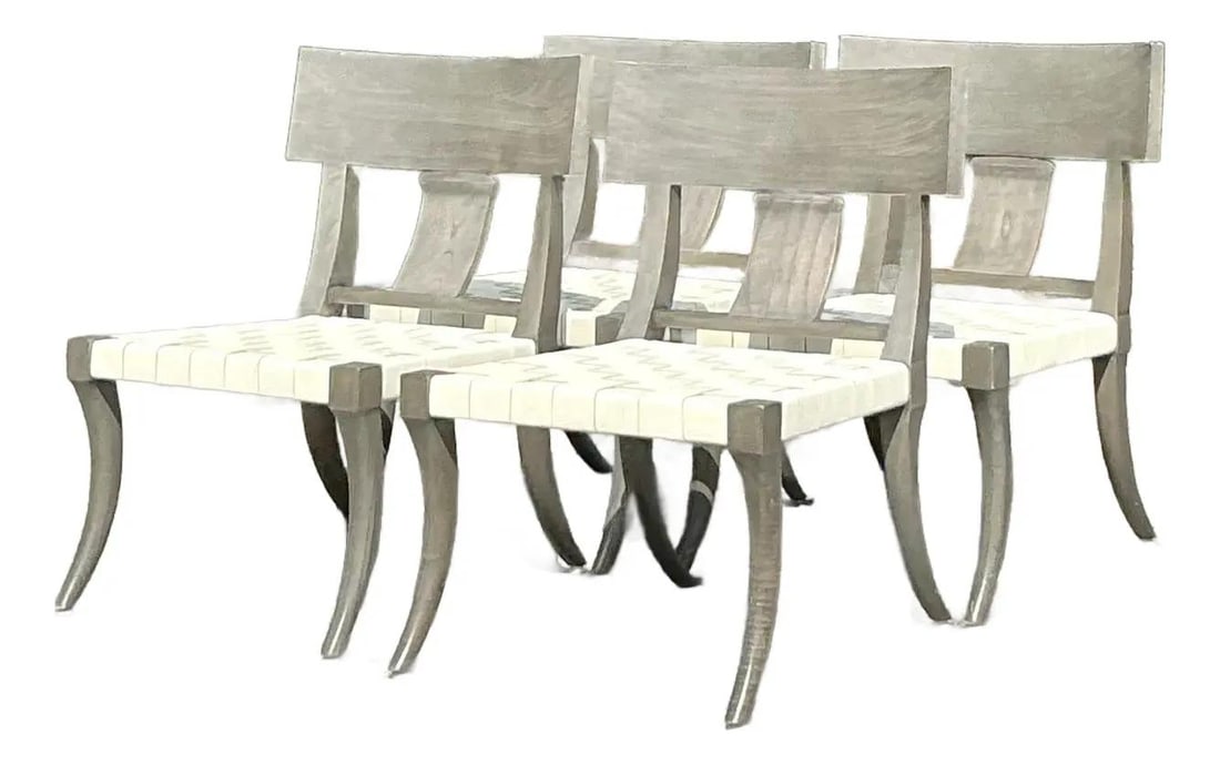 Oly Studio Vintage Klismos Dining Chairs Set of 4 Gray Wood (1 of 8)