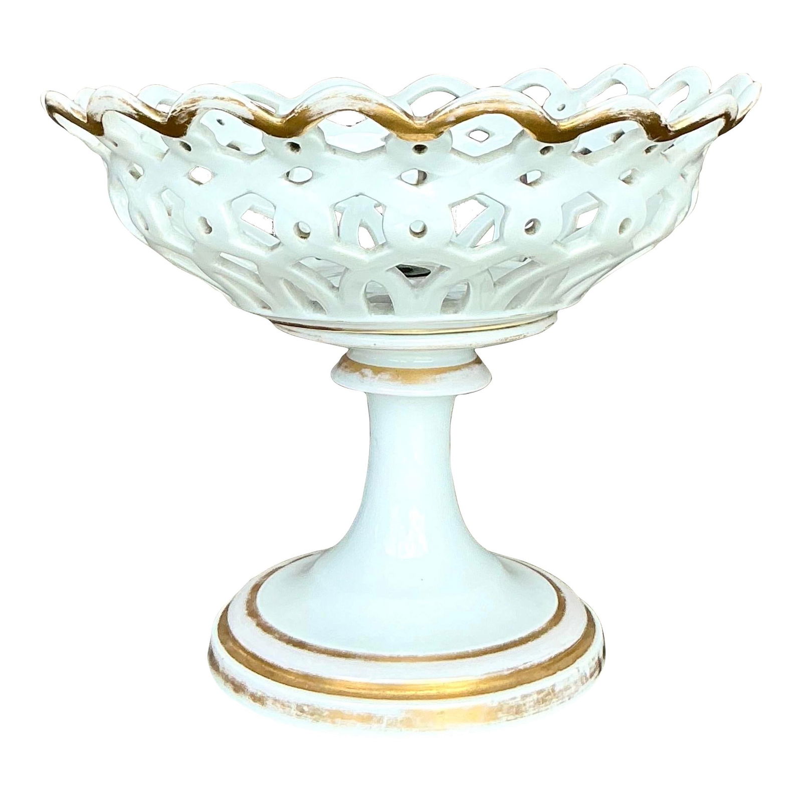 Vintage Regency Porcelain Compote with Gold Trim 8.75" (1 of 8)