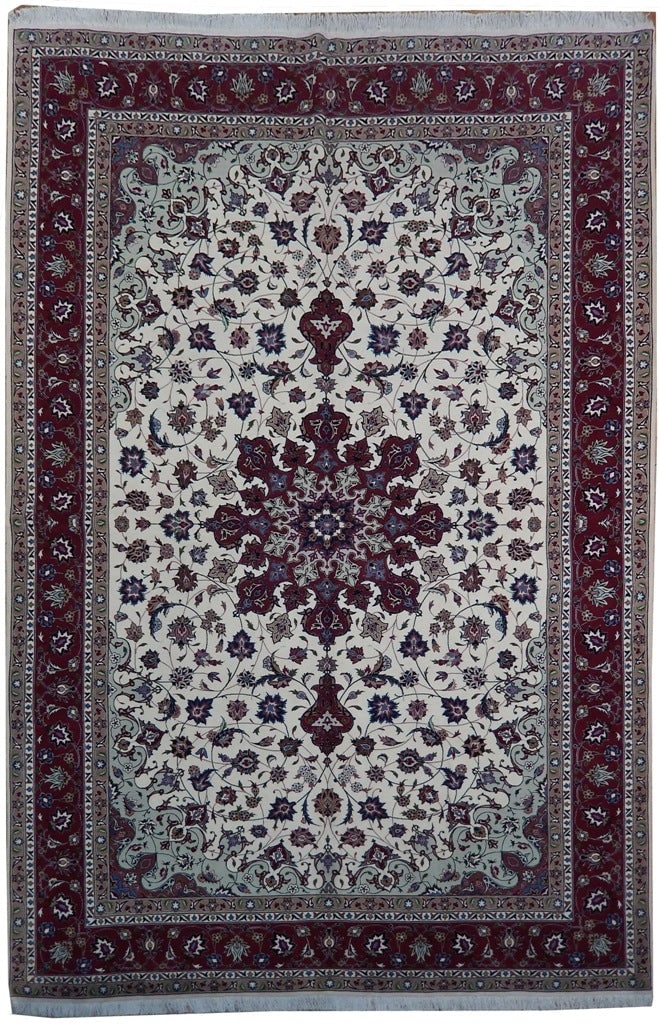 Authentic Persian Tabriz Rug 6.7 x 9.8 Handmade Wool Silk 400 KPSI (1 of 6)