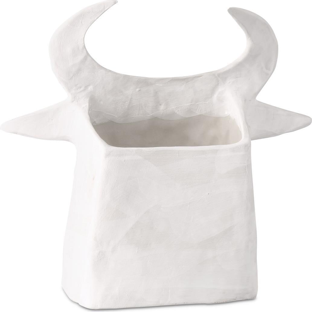 Currey Frank the Bull Porcelain Decor Washed White 11x11x4 (1 of 5)