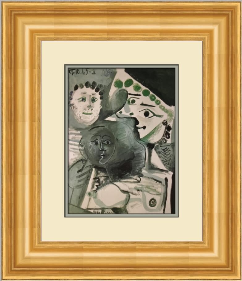 Pablo Picasso The Family Custom Framed Surrealist Print 21x18: Pablo Picasso The Family Custom Framed Surrealist Print 21x18 This exquisite custom framed print features the renowned artwork 'The Family' by Pablo Picasso, a master of Surrealism. Created in 1985, t
