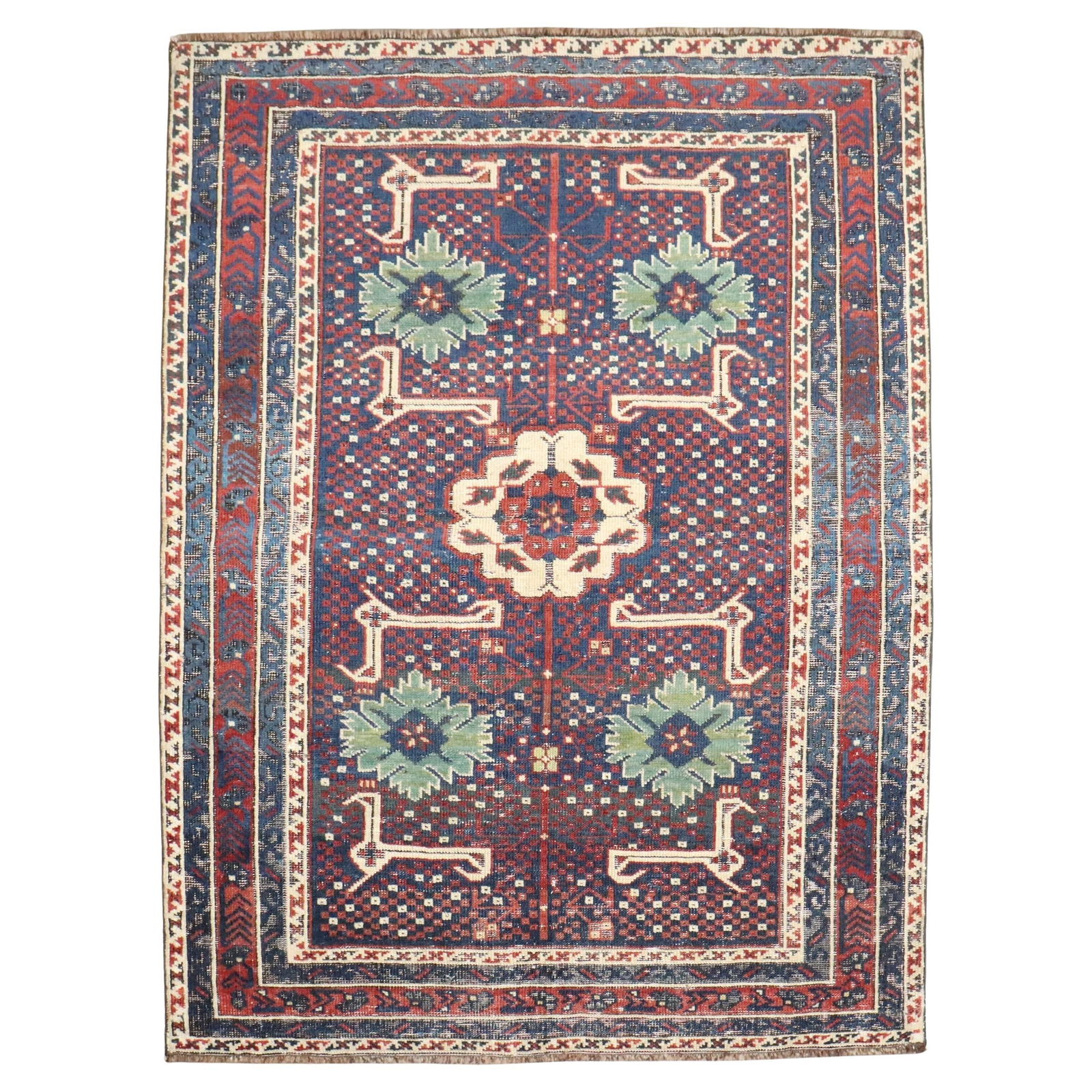 Antique Caucasian Baku Rug 19th Century Wool Hand-Knotted 34x43 in (1 of 7)