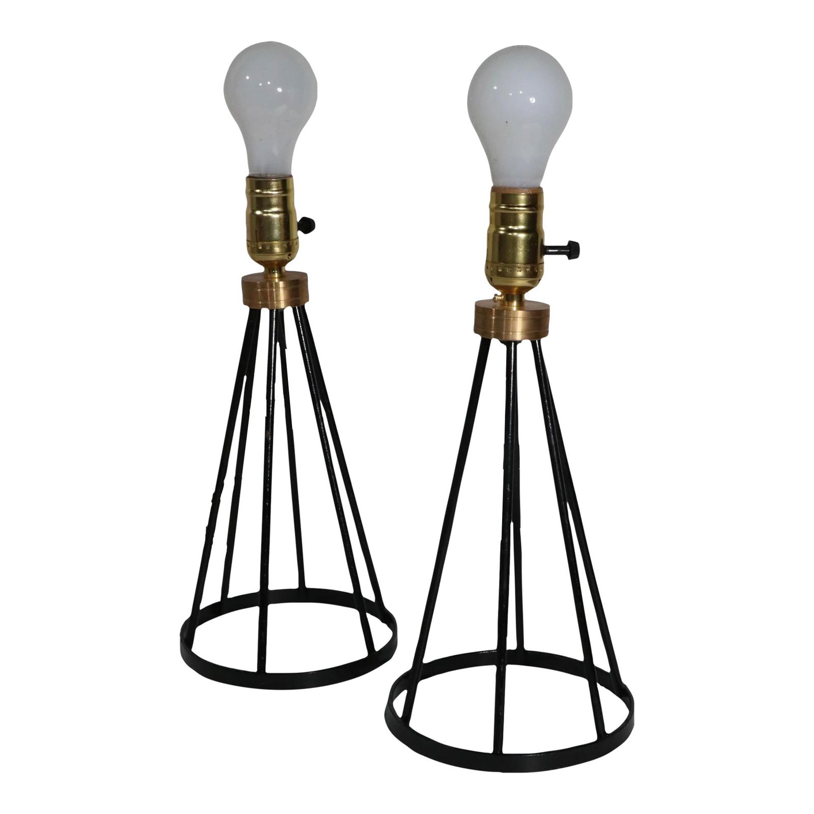 Pair of Mid Century Wrought Iron Boudoir Lamps by Tony Paul (1 of 10)