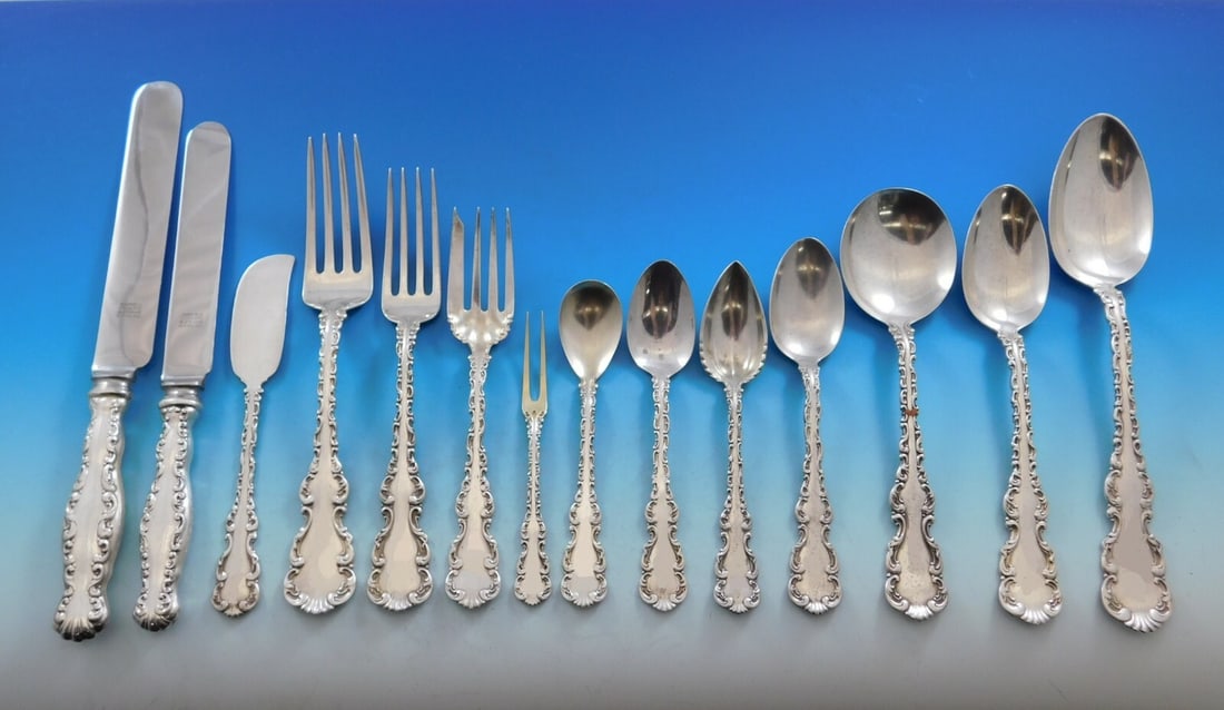 Whiting Louis XV Sterling Silver Flatware Set for 12 184 Pieces (1 of 8)