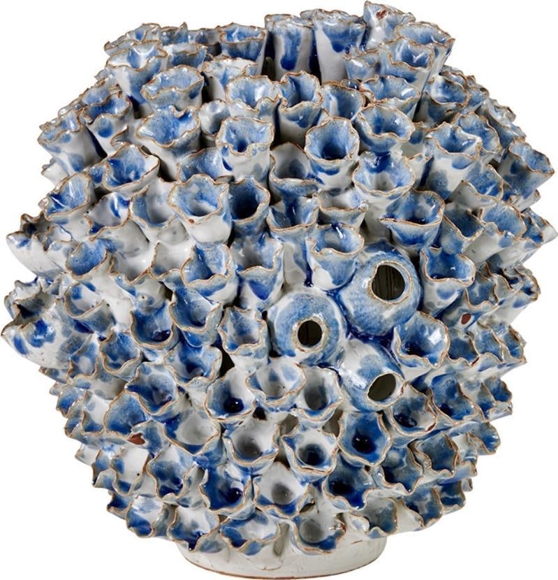 Handmade Coral Vase 12H 11W 11D Oceanic Green Finish (1 of 2)