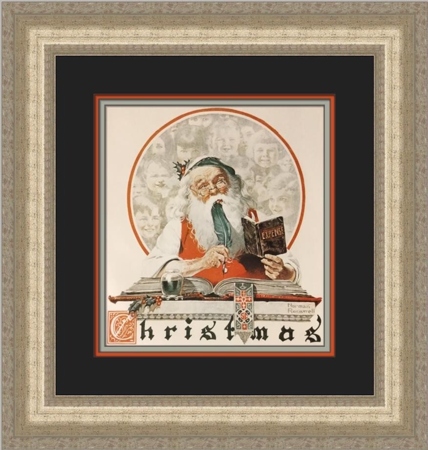 Norman Rockwell Santa Christmas Custom Framed Print 1979 Artwork (1 of 2)