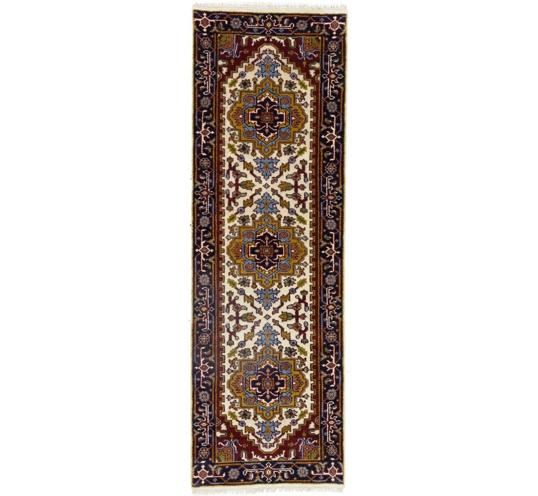 Wool Hand-Knotted Heriz Serapi Runner Rug 2'7 x 8'0 for Hallway (1 of 16)