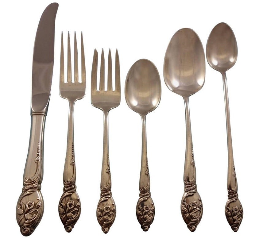 Westmorland Enchanting Orchid Sterling Silver Flatware Set 38 pcs with Caddy: Westmorland Enchanting Orchid Sterling Silver Flatware Set 38 pcs with Caddy Presenting the Enchanting Orchid Sterling Silver Flatware Set by Westmorland, a stunning collection that includes 38 pieces