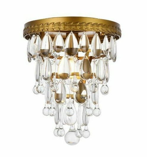 Living District Nordic Brass Flush Mount Chandelier 12" Clear Crystal 1 Light (1 of 10)