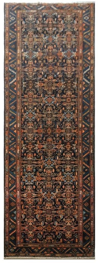 3.9 x 14.3 Dark Blue Persian Zanjan Wool Runner Rug Handmade (1 of 7)