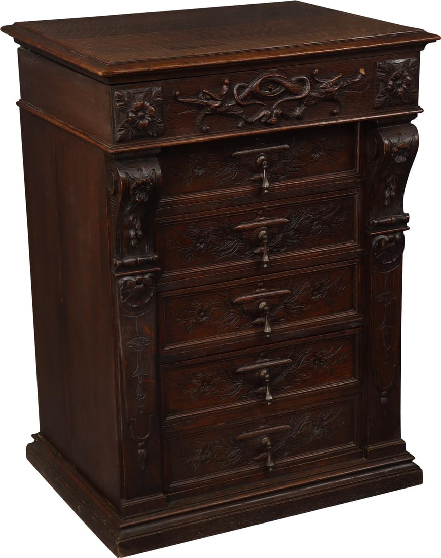 Antique French Country Oak Chest 1880 Rustic Design (1 of 15)