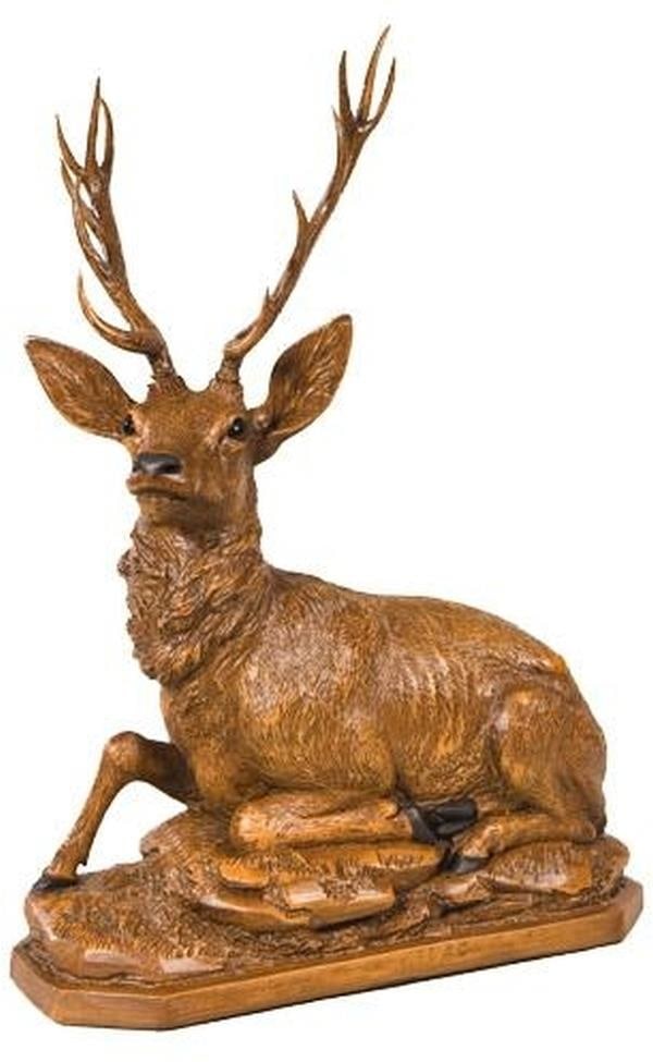 Rustic Hand-Cast Lodge Style Stag Sculpture in Chestnut Finish (1 of 1)