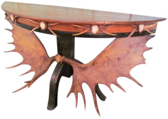Copper Ebony Majestic Moose Antler Console Table 33H 60W 16D (1 of 4)