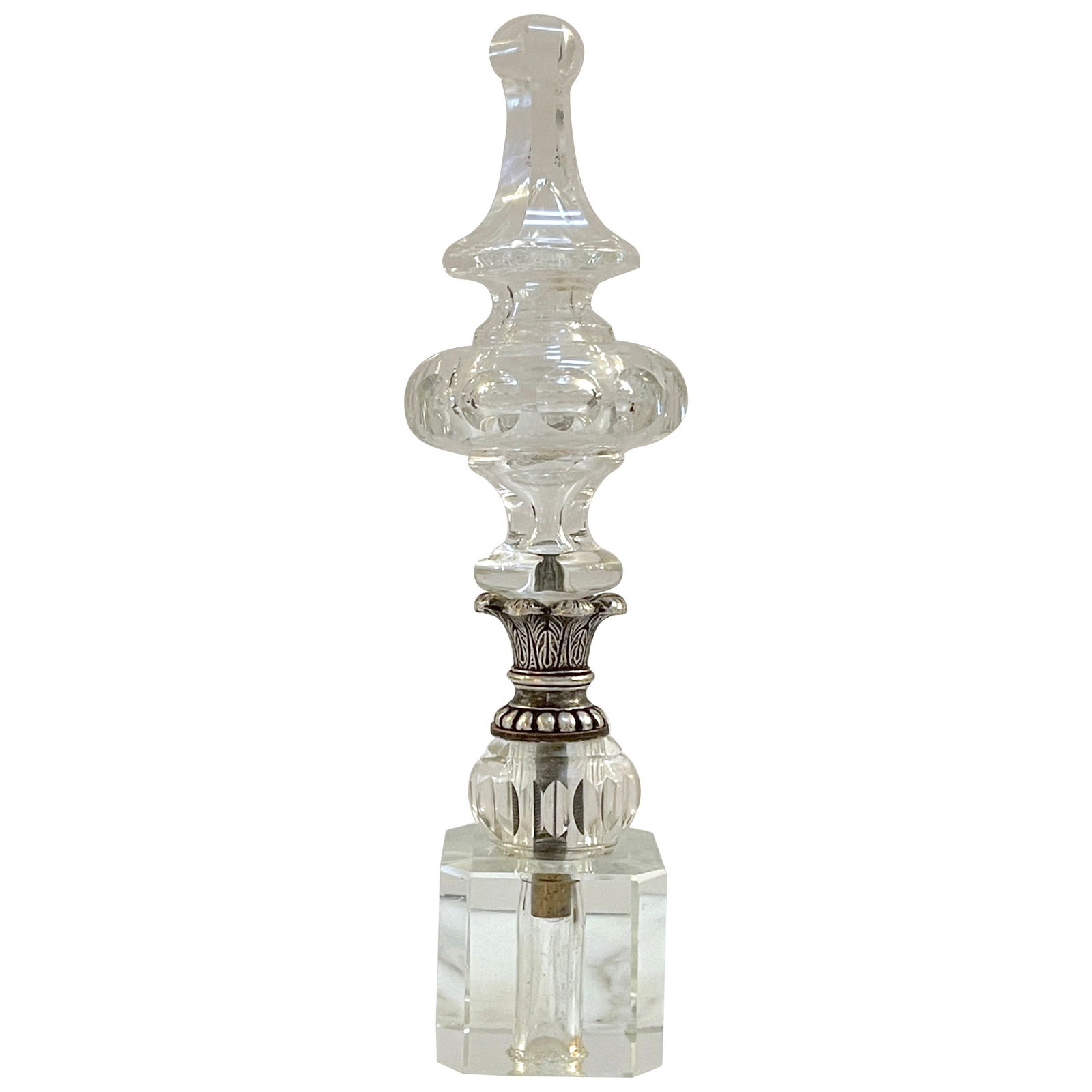 Elegant French Neoclassical Crystal Newel Post Bronze Base 1920s (1 of 9)