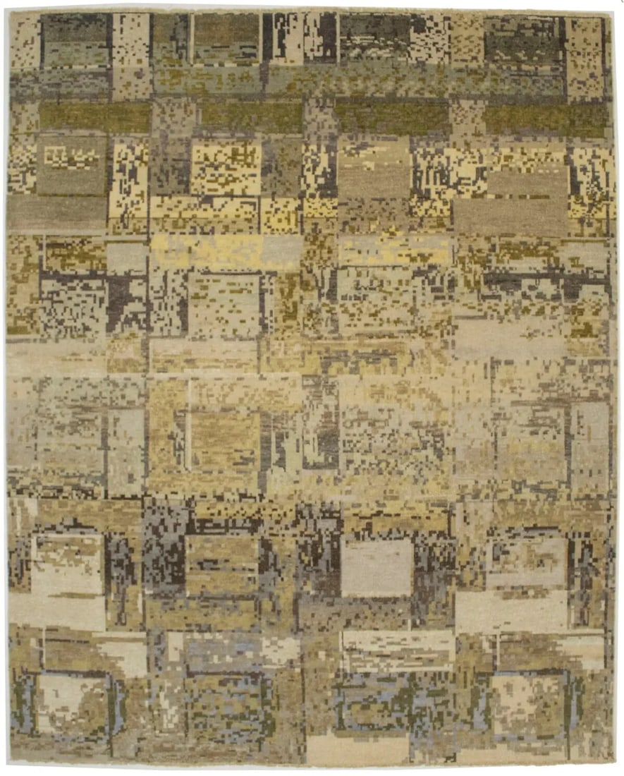 Modern Abstract Design Wool Area Rug 8x10 ft Handmade Multicolored: Modern Abstract Design Wool Area Rug 8x10 ft Handmade Multicolored Enhance your living or dining space with this stunning Contemporary Modern Rug featuring an abstract design. Measuring approximately