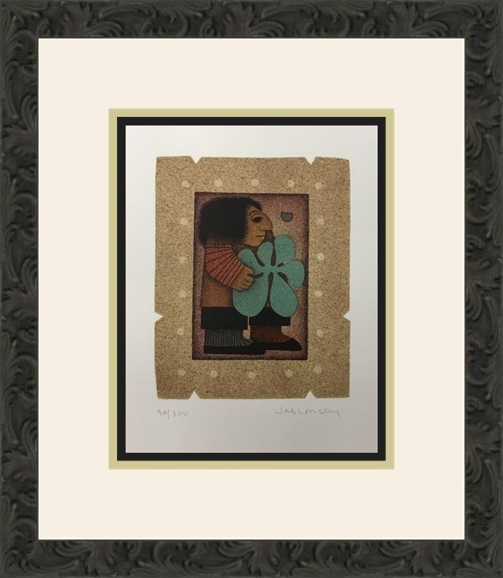 Carol Jablonsky Signed Limited Edition Lithograph Clover Framed 13 x 15: Carol Jablonsky Signed Limited Edition Lithograph Clover Framed 13 x 15 This exquisite lithograph titled "Clover" by artist Carol Jablonsky is a limited edition piece, signed by the artist herself. It