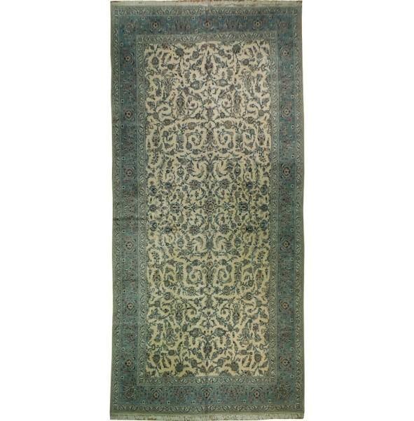 Signed Persian Kashan Rug 10.1 x 19.8 Beige Blue Wool: Signed Persian Kashan Rug 10.1 x 19.8 Beige Blue Wool Free continental US Shipping Experience the luxury of traditional craftsmanship with this stunning 10.1 x 19.8 ft Signed Perfect Quality Persian K