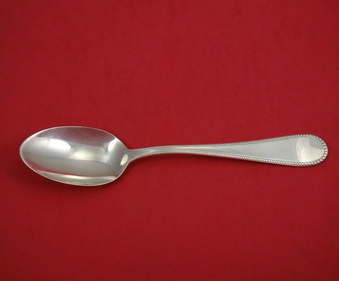 Wallace Bead Sterling Silver 7 Inch Place Soup Spoon: Wallace Bead Sterling Silver 7 Inch Place Soup Spoon This sterling silver place soup spoon, measuring 7 inches, features the elegant 'Bead' pattern by Wallace. Crafted from high-quality sterling silve