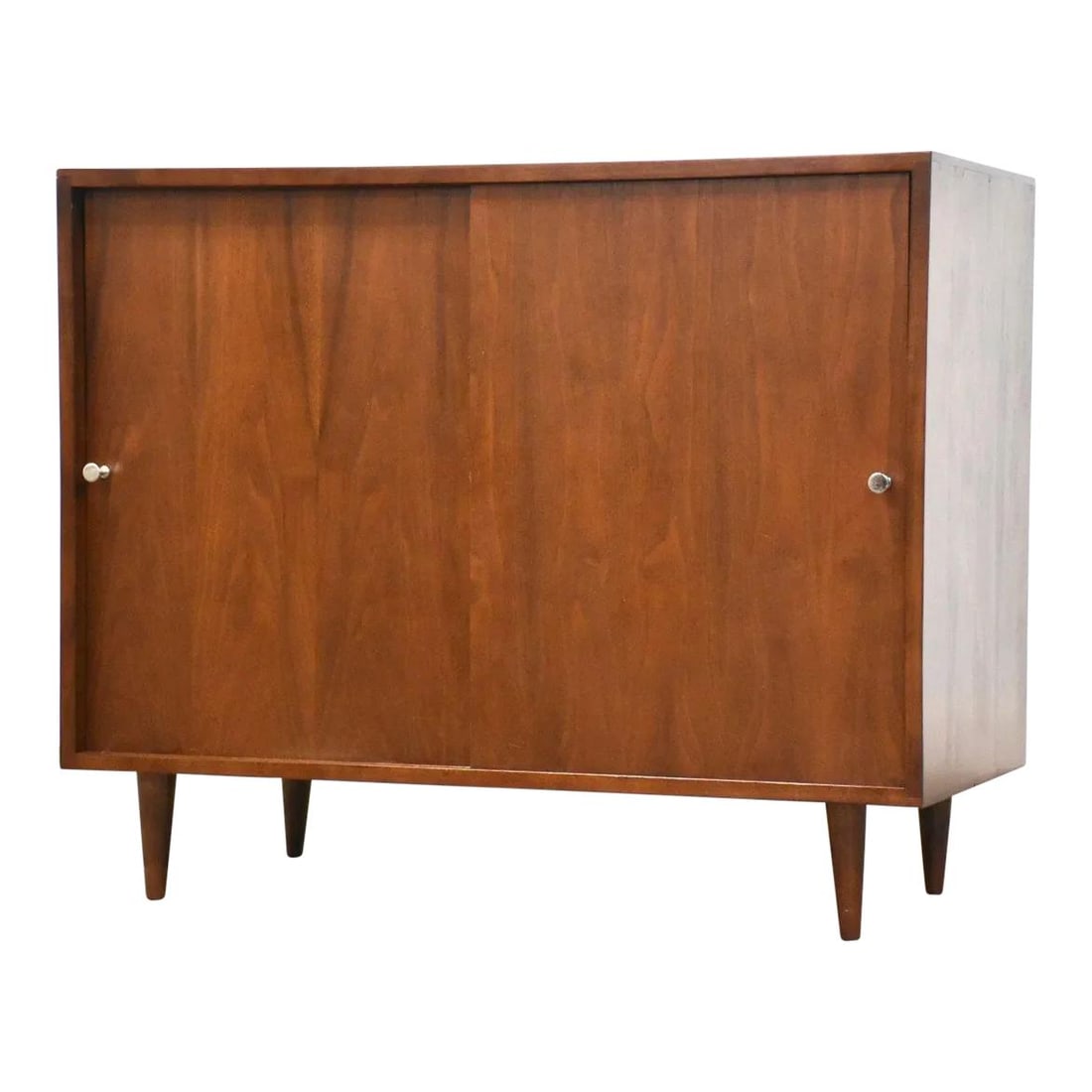 Mid Century Modern Walnut Credenza Cabinet with Chrome Knobs (1 of 8)