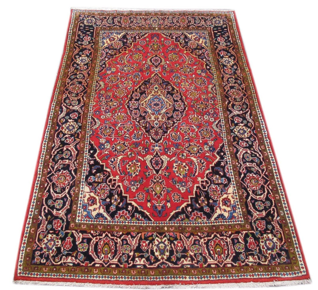 4.7 x 7 Handwoven Red Persian Hamadan Area Rug from Iran (1 of 4)