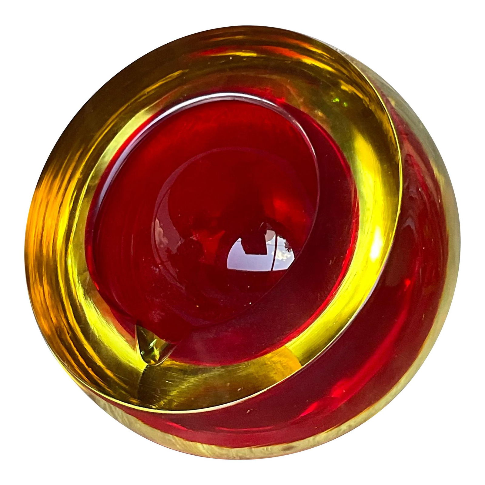 Vintage Murano Sommeroso Orbe Glass Ashtray Red 5.5in (1 of 7)