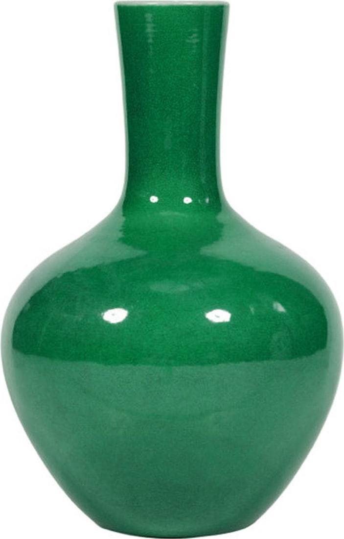 Handmade Contemporary Emerald Green Ceramic Vase 17H x 10W x 10D (1 of 2)